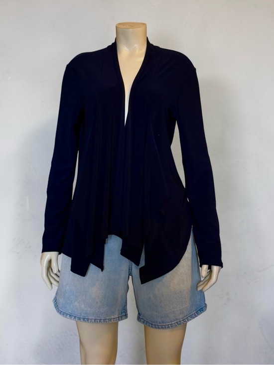 Compli K Sweaters - Compli K Dark Navy Blue Open-Front Draped Cardigan Size Medium Long Sleeve